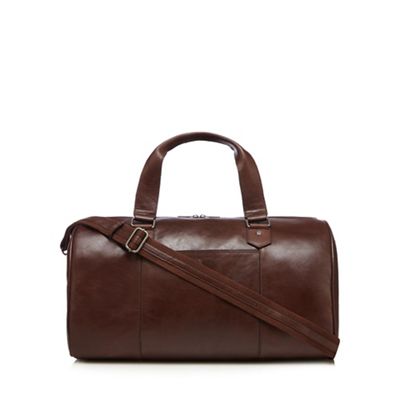 Brown leather holdall bag